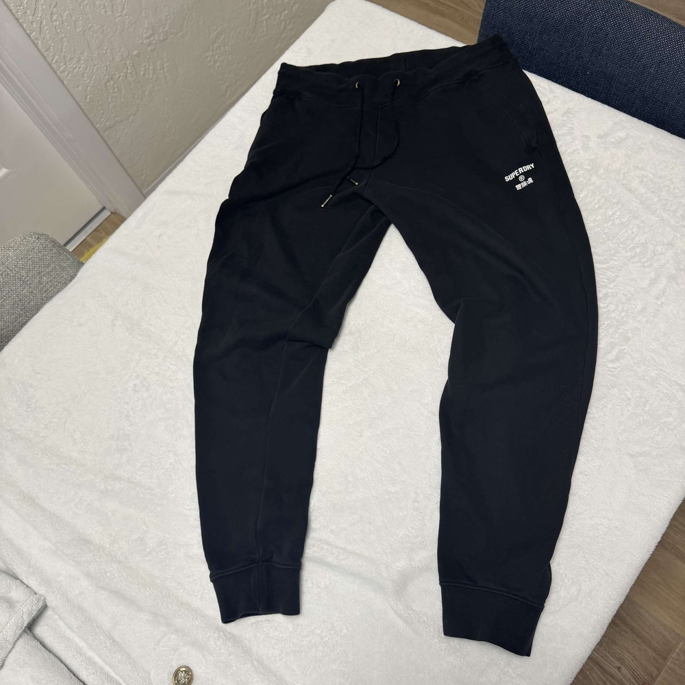 Superdry Black Joggers Tapered Fit Elastic Cuffs